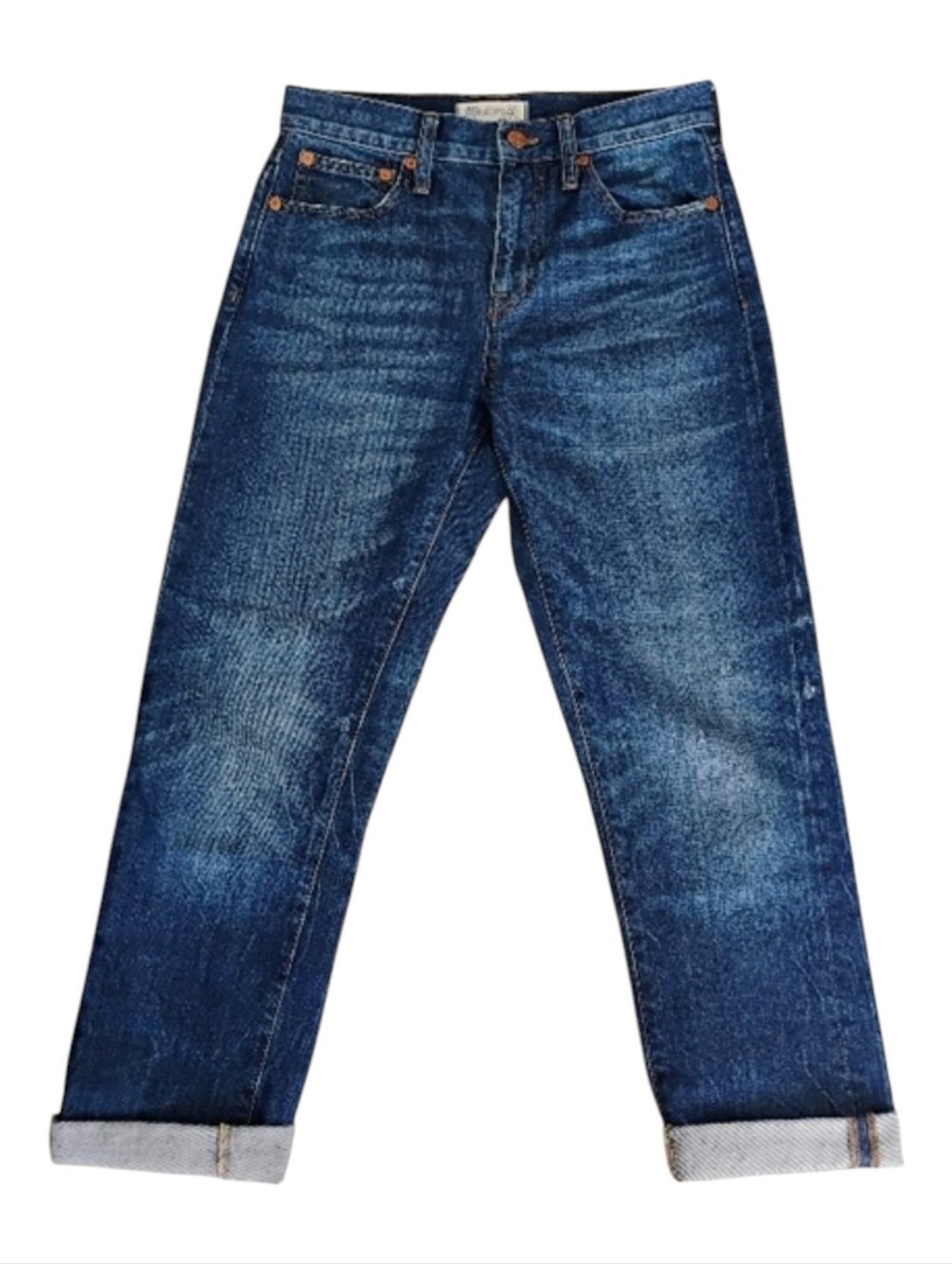 Madewell Women's Straight Leg 90's Inspired Cropped Jeans in Deep Blue Sz 24